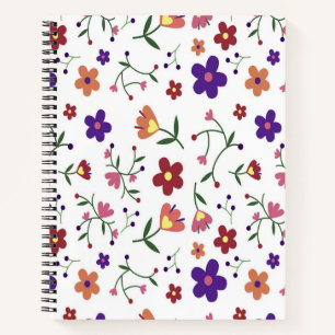 Colourful Spring Flower Watercolor Pattern Notebook
