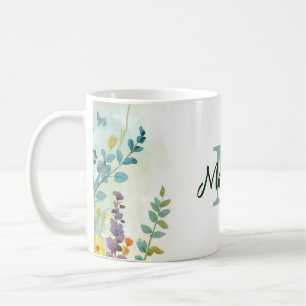 Colourful Spring Flower Wildflower Bouquet Monogra Coffee Mug