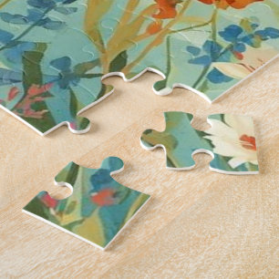 Colourful Spring Flower Wildflower Bouquet Monogra Jigsaw Puzzle