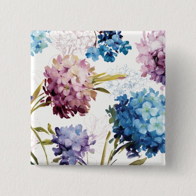 Colourful Spring Flowers 15 Cm Square Badge (Front)