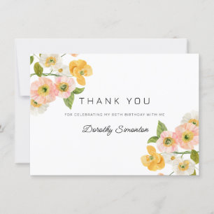 Colourful Spring Flowers 80th Birthday Thank You Card