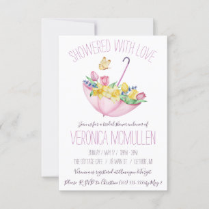 Colourful Spring Flowers and Umbrella Bridal Showe Invitation
