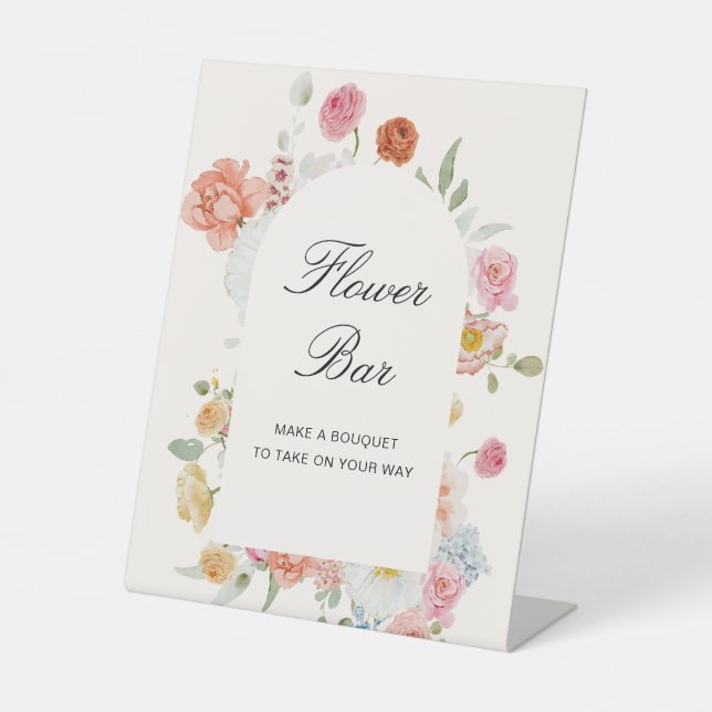 Colourful Spring Flowers Arch Flower Bar Pedestal Sign (Front)