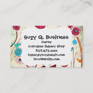 Colourful Spring Flowers Birds Mulberry Blue Orang Business Card