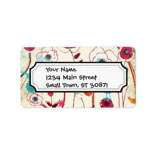 Colourful Spring Flowers Birds Mulberry Blue Orang Label
