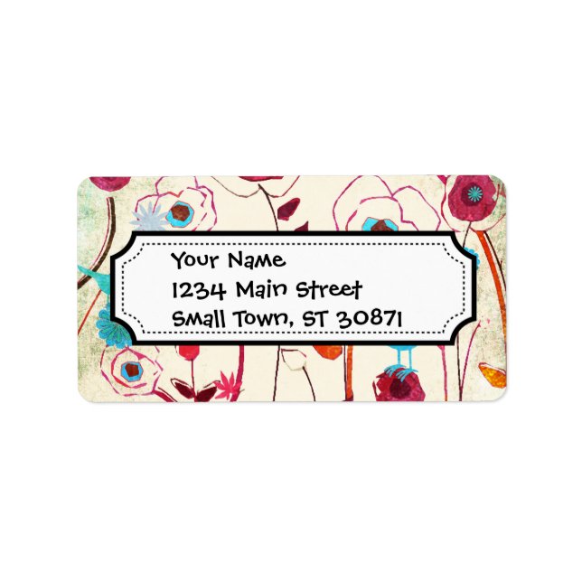 Colourful Spring Flowers Birds Mulberry Blue Orang Label (Front)
