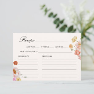 Colourful Spring Flowers Bridal Shower Recipe Card