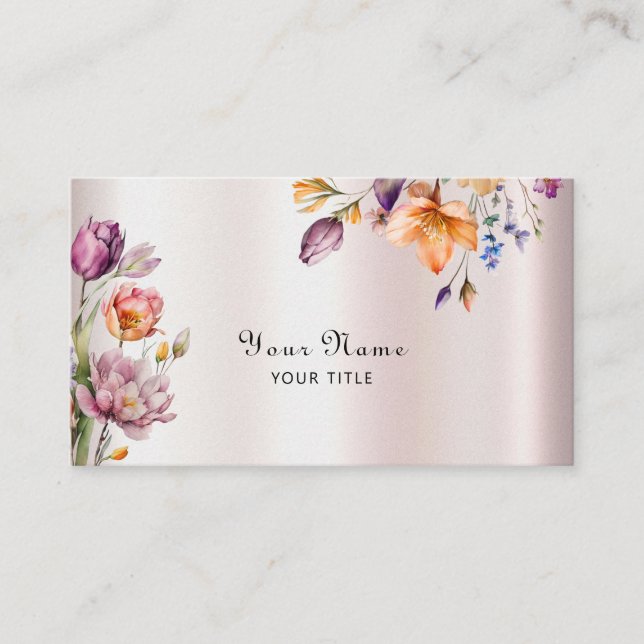Colourful Spring Flowers Business Card (Front)