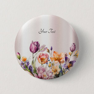 Colourful Spring Flowers Button