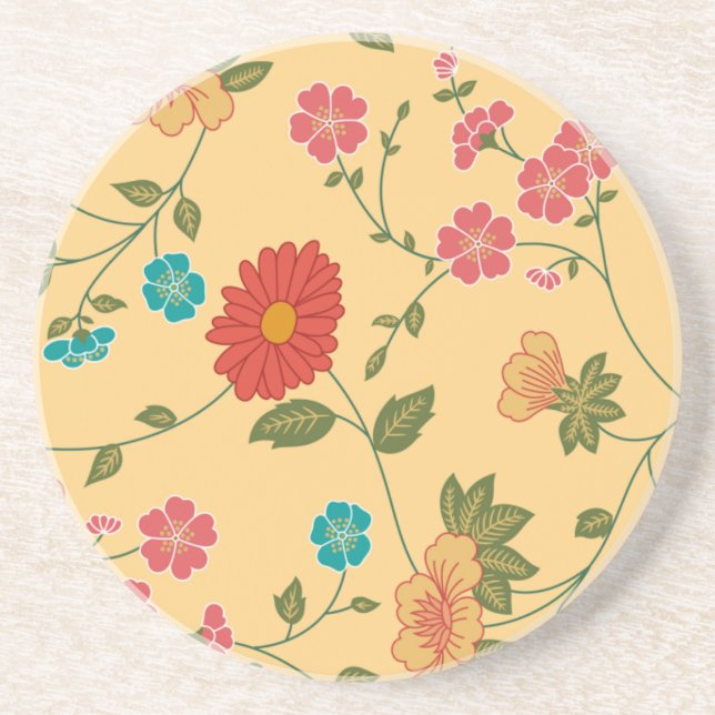 Colourful Spring Flowers Coaster (Front)