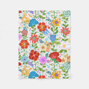 Colourful Spring Flowers Fleece Blanket
