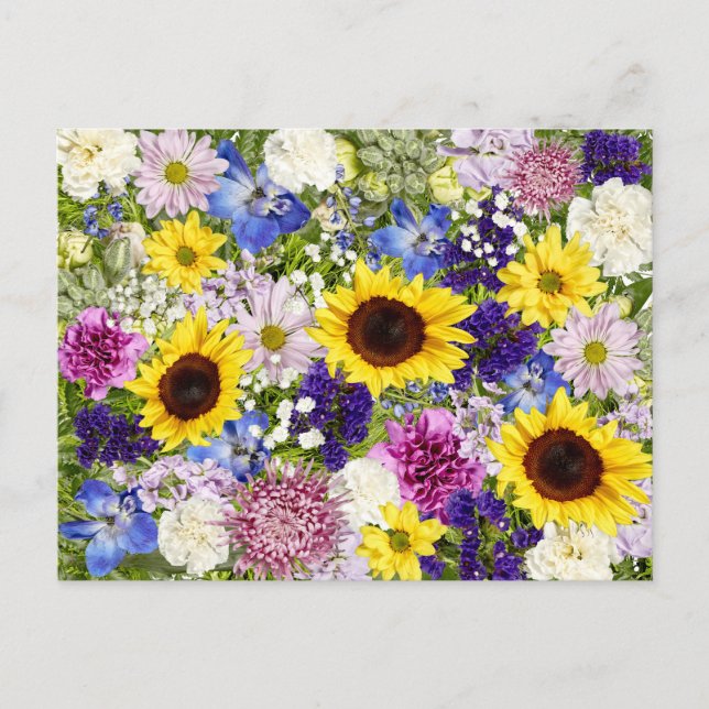 Colourful Spring Flowers Floral Collage Photo Postcard (Front)