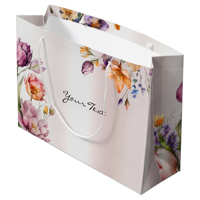 Colourful Spring Flowers Gift Bag (Back Angled)