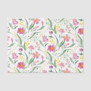 Colourful Spring Flowers & Leafs Pattern Tissue Paper