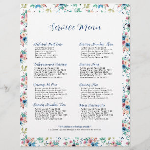 Colourful spring flowers patter for service menu