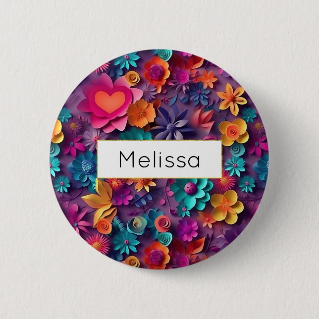 Colourful Spring Flowers Pattern 6 Cm Round Badge (Front)