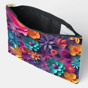 Colourful Spring Flowers Pattern Accessory Pouch