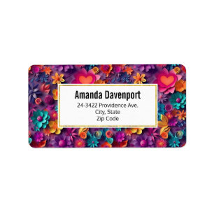 Colourful Spring Flowers Pattern Address Label