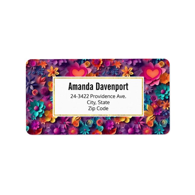 Colourful Spring Flowers Pattern Address Label (Front)