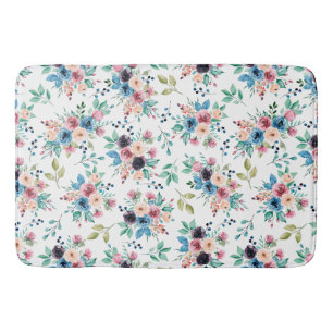 Colourful spring flowers pattern bath mat