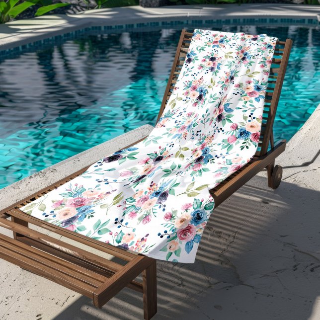 Colourful spring flowers pattern beach towel (Creator Uploaded)