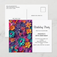 Colourful Spring Flowers Pattern Birthday Invite