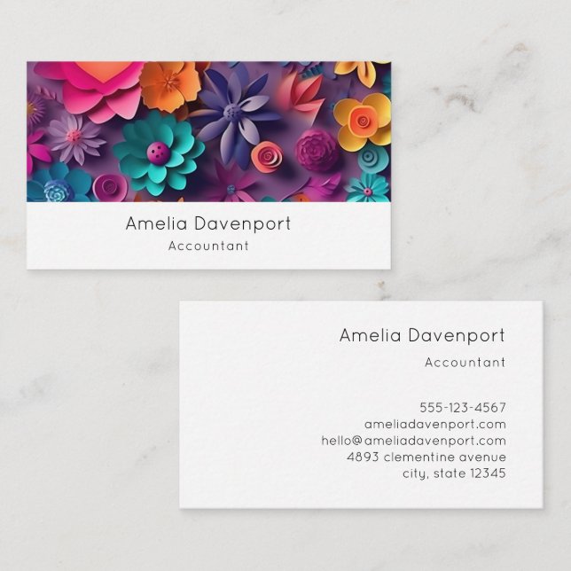 Colourful Spring Flowers Pattern Business Card (Front/Back)