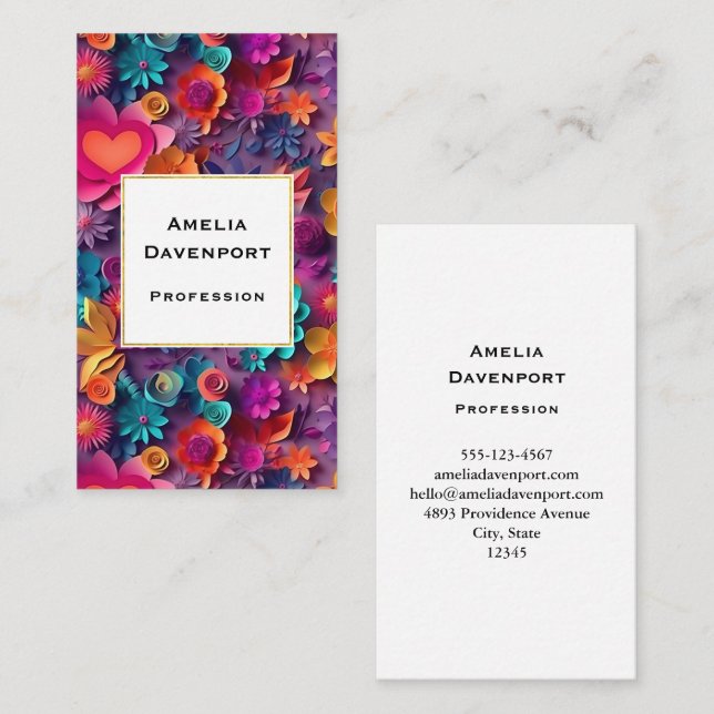 Colourful Spring Flowers Pattern Business Card (Front/Back)