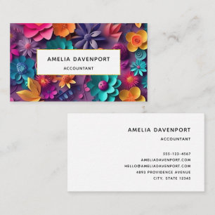 Colourful Spring Flowers Pattern Business Card