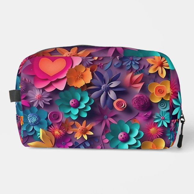 Colourful Spring Flowers Pattern Dopp Kit (Front)