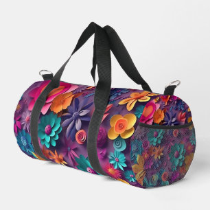 Colourful Spring Flowers Pattern Duffle Bag