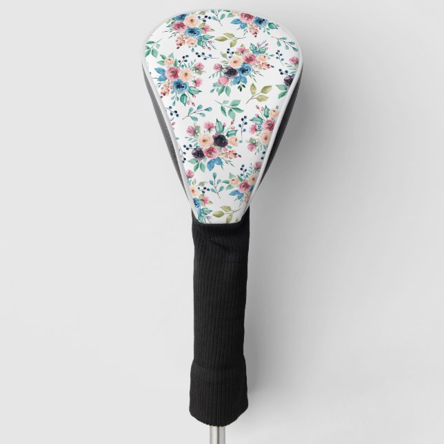 Colourful spring flowers pattern golf head cover (Front)