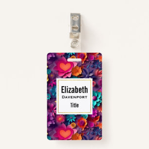 Colourful Spring Flowers Pattern ID Badge