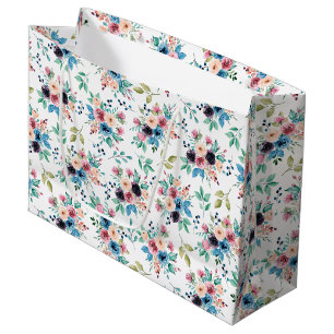 Colourful spring flowers pattern large gift bag
