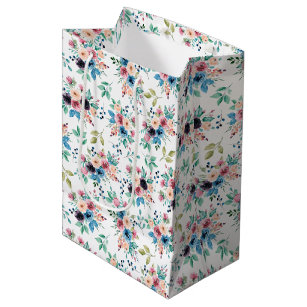 Colourful spring flowers pattern medium gift bag