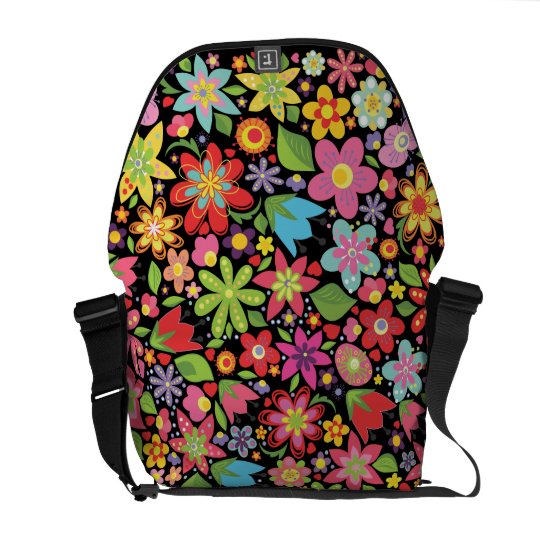 Colourful Spring Flowers Pattern Messenger Bag