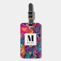 Colourful Spring Flowers Pattern Monogram