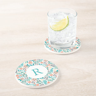 Colourful spring flowers pattern mouse pad coaster