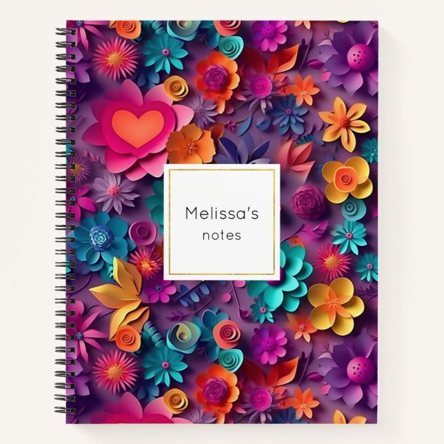 Colourful Spring Flowers Pattern Notebook (Front)