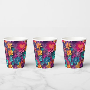 Colourful Spring Flowers Pattern Paper Cups