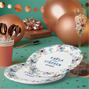 Colourful spring flowers pattern paper plate