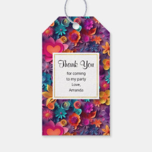 Colourful Spring Flowers Pattern Party Thank You Gift Tags