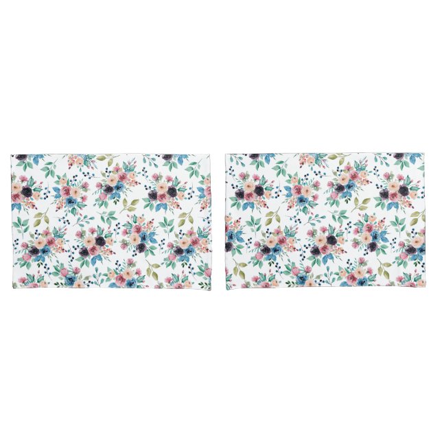 Colourful spring flowers pattern pillowcase (Front-Set)
