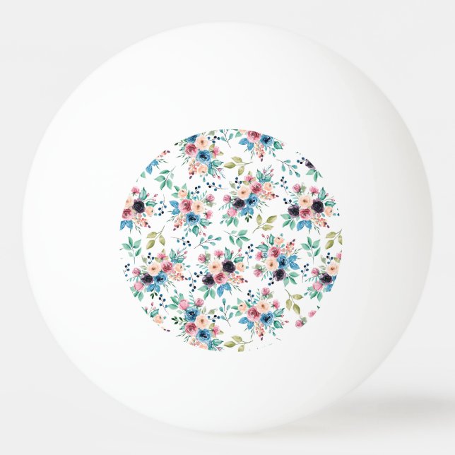 Colourful spring flowers pattern ping pong ball (Front)