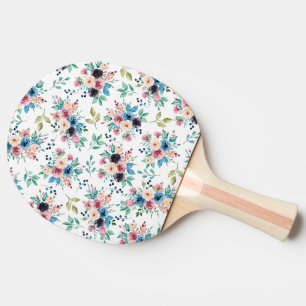 Colourful spring flowers pattern ping pong paddle
