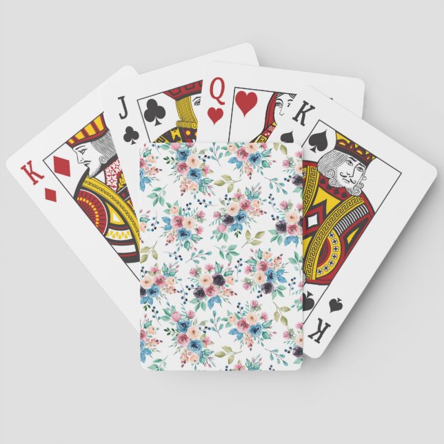 Colourful spring flowers pattern playing cards (Back)