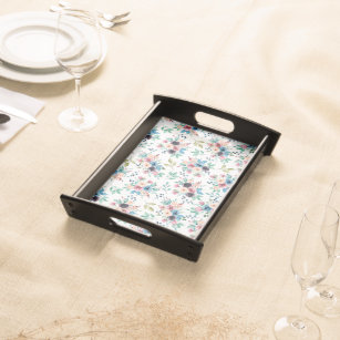 Colourful spring flowers pattern serving tray