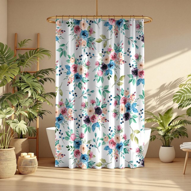 Colourful spring flowers pattern shower curtain (Creator Uploaded)