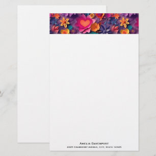 Colourful Spring Flowers Pattern Stationery