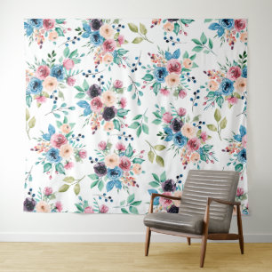 Colourful spring flowers pattern tapestry